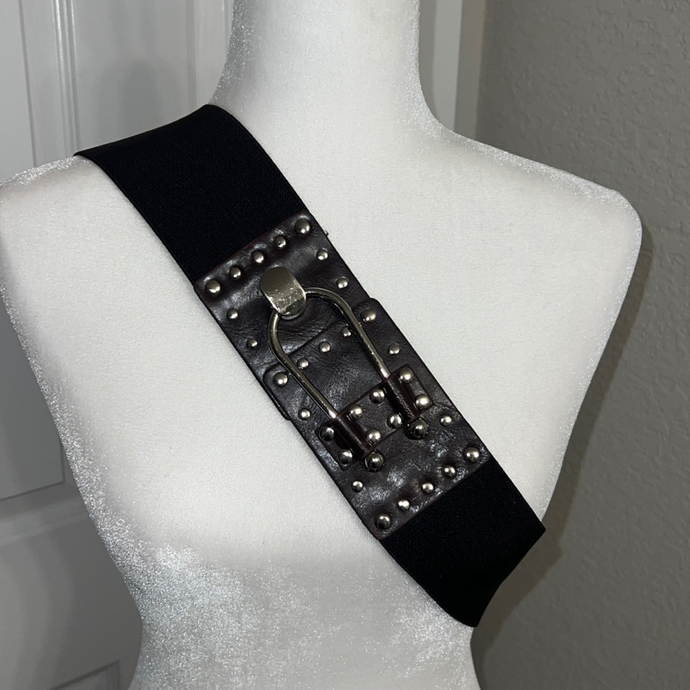 Brown Corset Elastic Stretch Accented Wide Belt